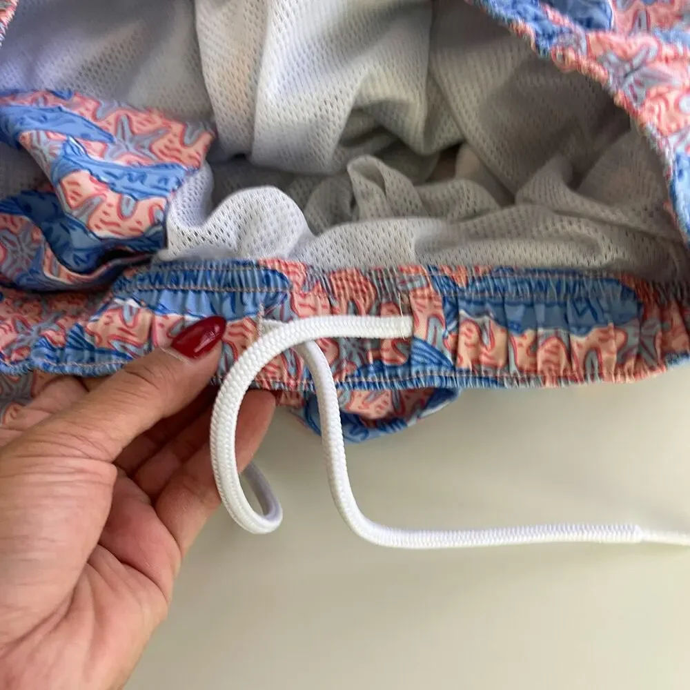 Vineyard Vines Mens Starfish Fish Swim Trunks Shorts Pink Blue 7